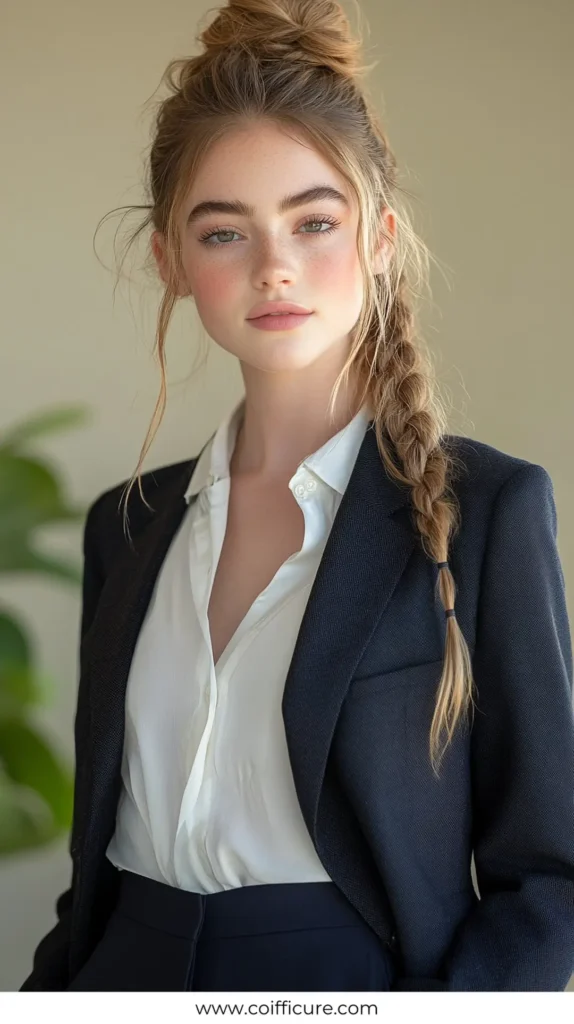 Braid Bun 3 Elegant Work Hairstyles for Long Hair 3
