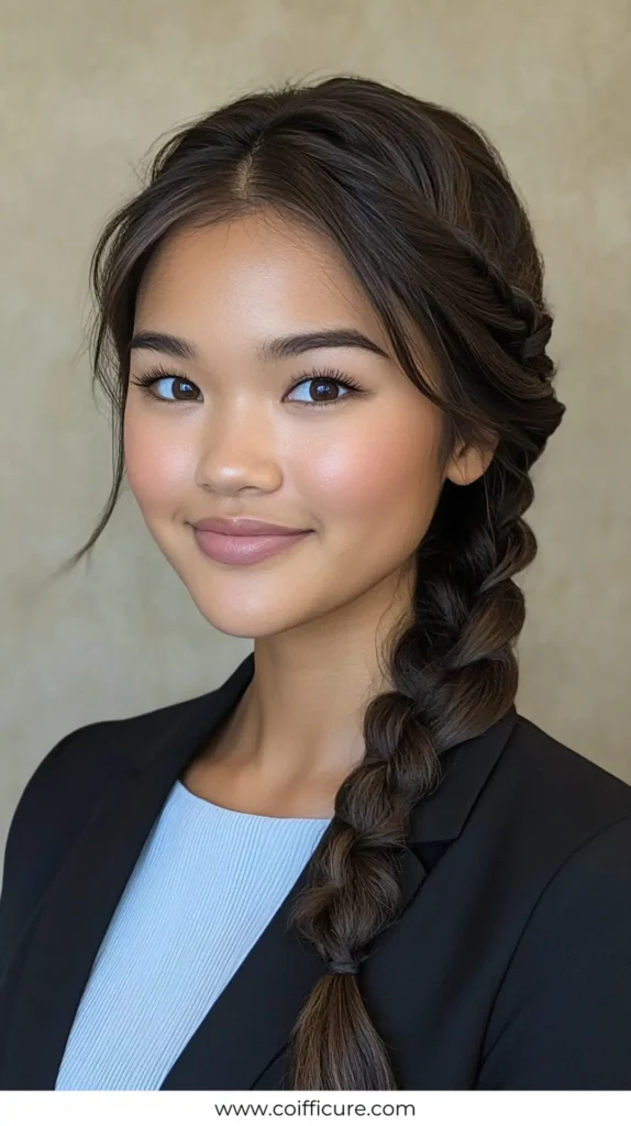 Braided Low Updo 2 Elegant Work Hairstyles for Long Hair 4