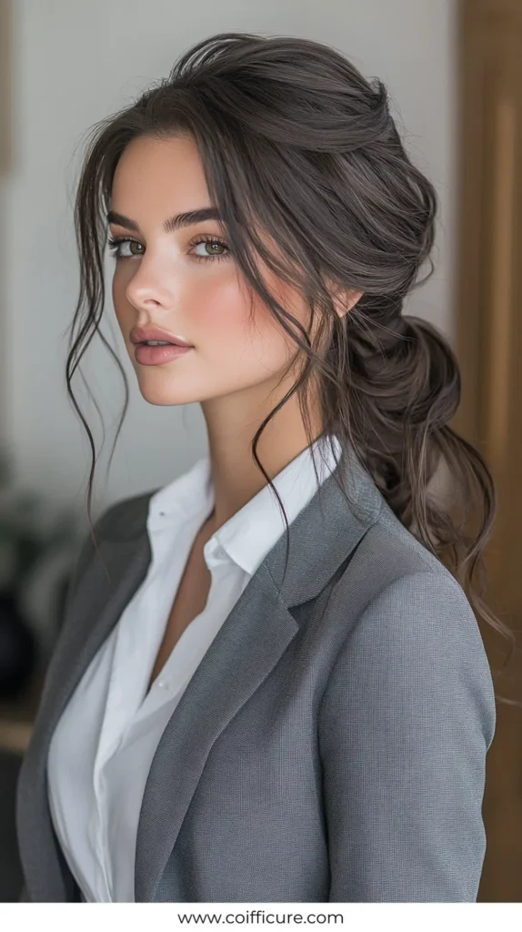 Classic Half Up Half Down 2 Elegant Work Hairstyles for Long Hair 6