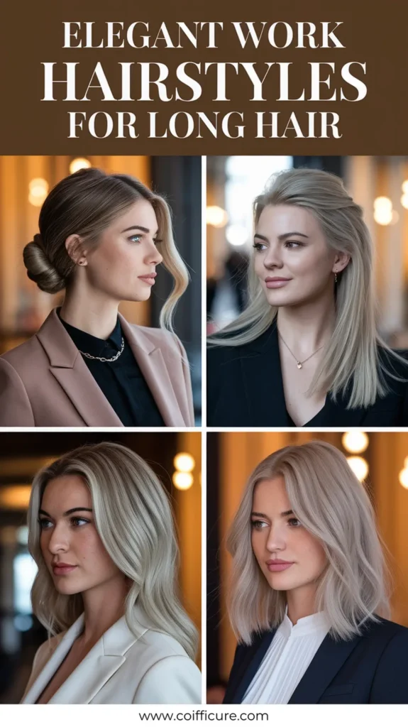 Collage Elegant Work Hairstyles for Long Hair 2
