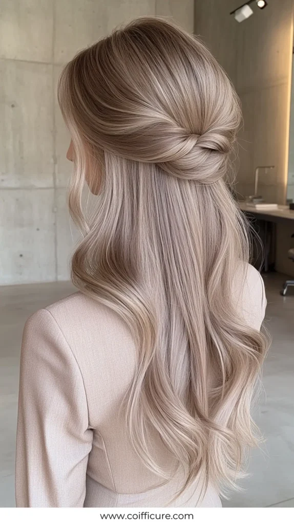 Half Up Half Down 2 Easy Work Hairstyles for Long Hair 5