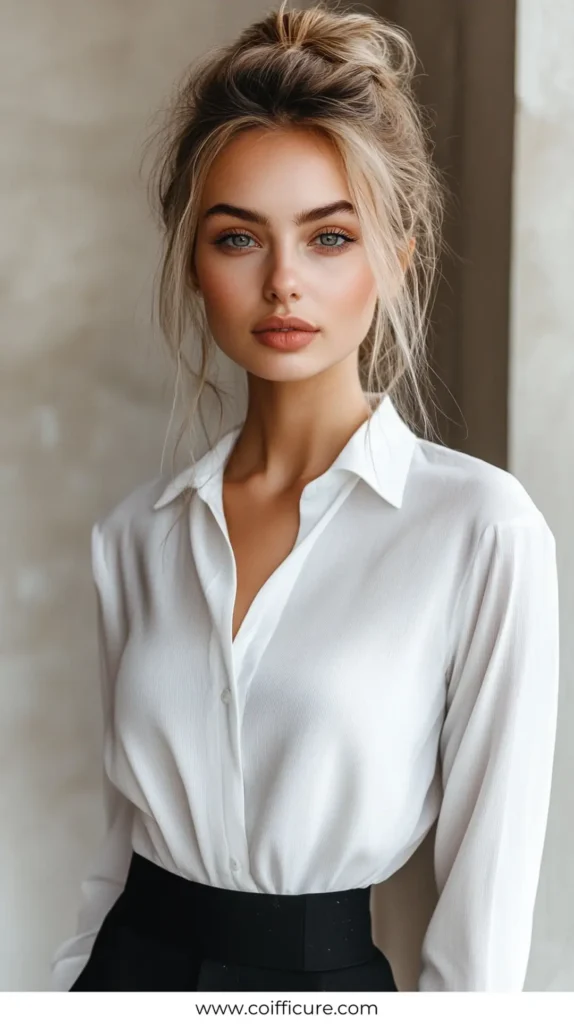 Spiky Bun Short 2 Quick Work Hairstyles for Long hair 15