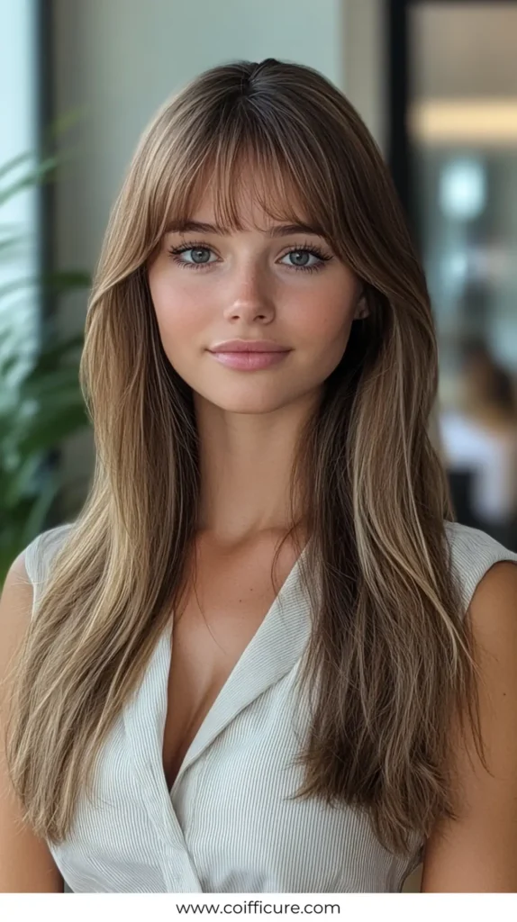 Wispy Fringes 2 Easy Work Hairstyles for Long Hair 16