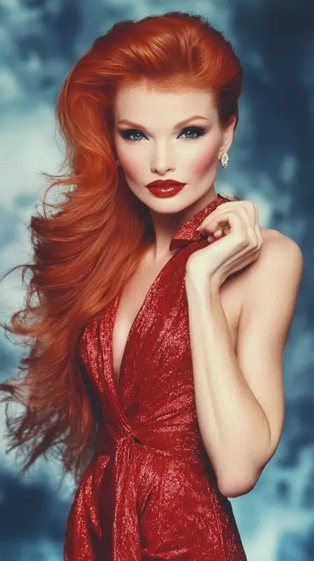 Unleash the Inferno: Flame-Tipped Glam - 80s blowout hair