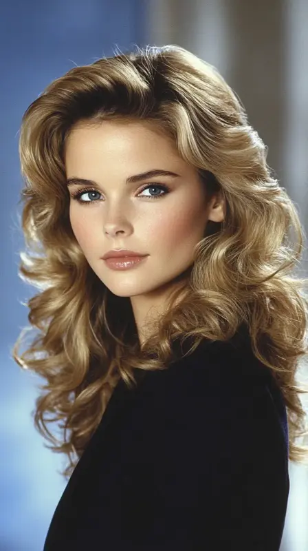 Unleash the Glam: Golden Waves of the 80s - 80s blowout hair