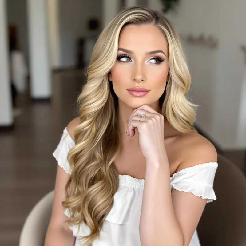 Radiant Glam Waves: A Dance of Golden Elegance - blonde bombshell hair