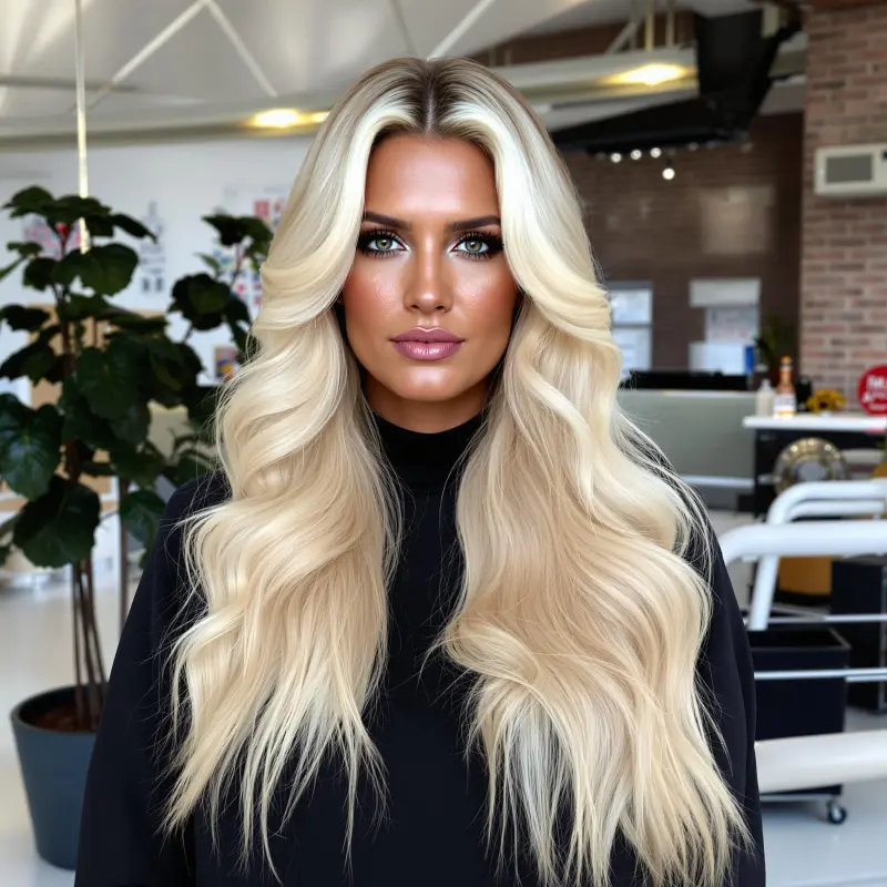 Radiant Blonde Elegance - blowout hair blonde