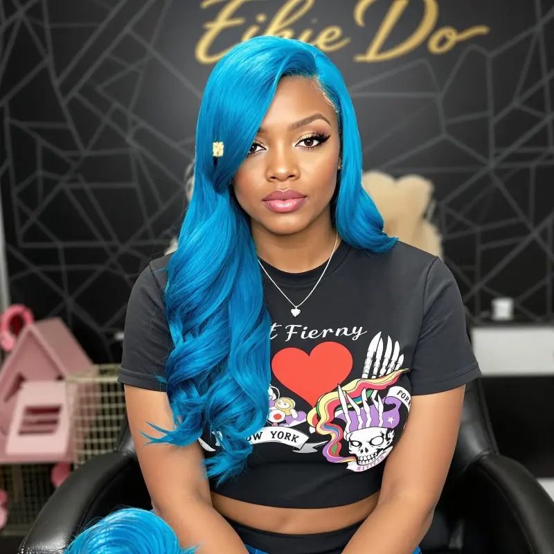 Electric Azure: The Ocean Breeze Blowout - blowout side part