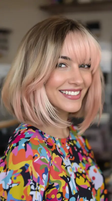 Enchanted Rose: Whimsical Pink Blowout - short hair blowout