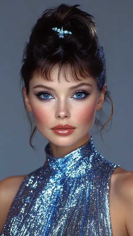 Glamorous Time-Travel Updo with Flirty Fringe - 80s Prom Hair