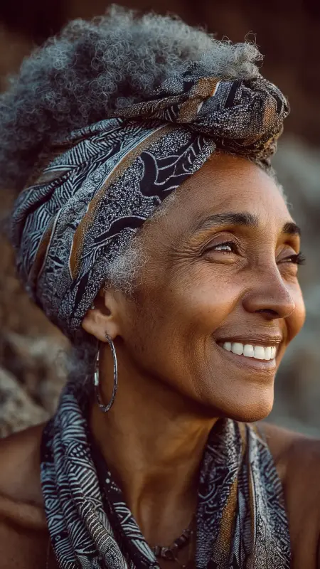 Afro Puff with Defined Edges - Hairstyles For Black Women Over 50