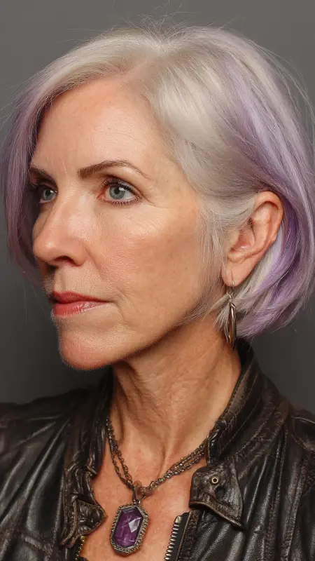Angled Bob with Peekaboo Highlights - bob hair styles for women over 50