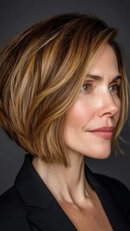 Angled Bob with Stacked Back - Medium Length Bob Haircuts For Women Over 50