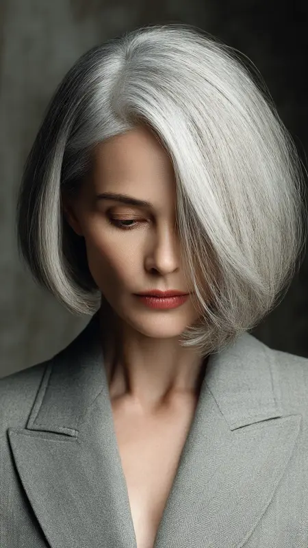 Angled Bob with Subtle Stacking - Shoulder Length Haircuts For Women Over 60