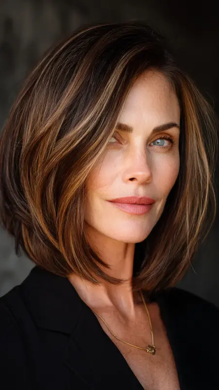 Angled Lob with Swoop Layers - Sassy hair older women