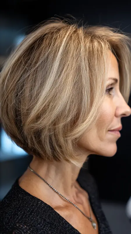Angled Shoulder-Length Bob - Medium length haircuts for women over 50