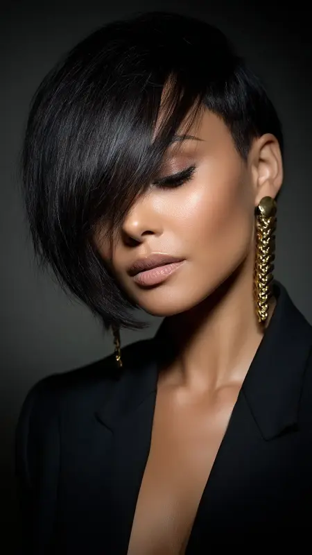 Asymmetrical Bob - Short Haircuts For Black Women Over 50
