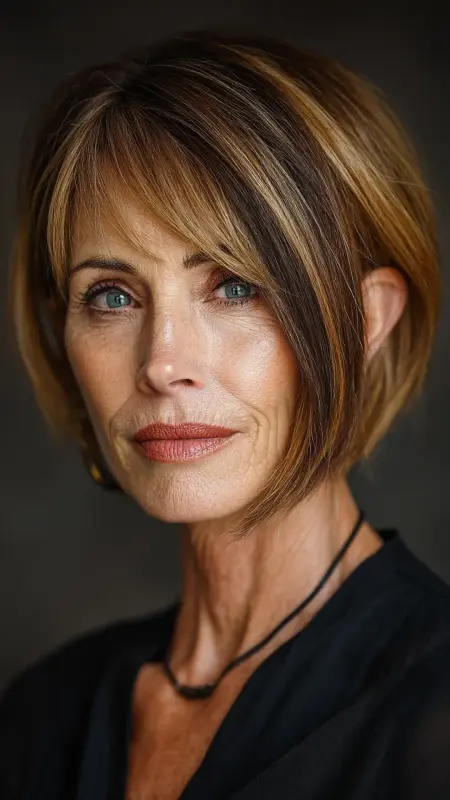 Asymmetrical Bob with Side Sweep - Sassy hair older women