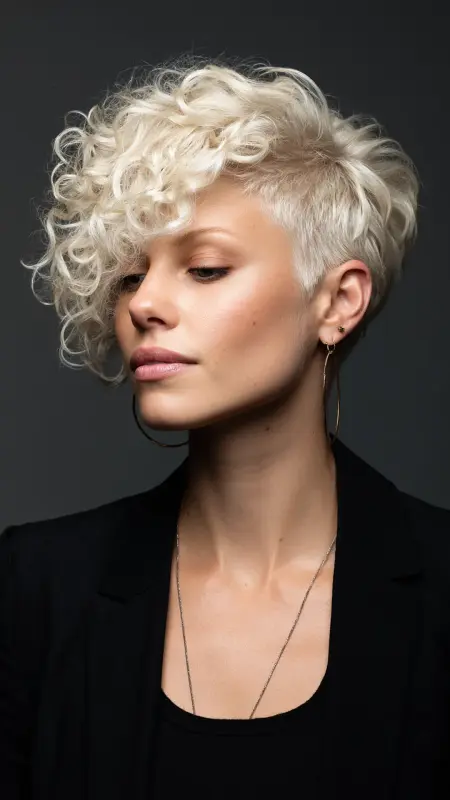 Asymmetrical Curly Pixie - Short curly pixie haircuts