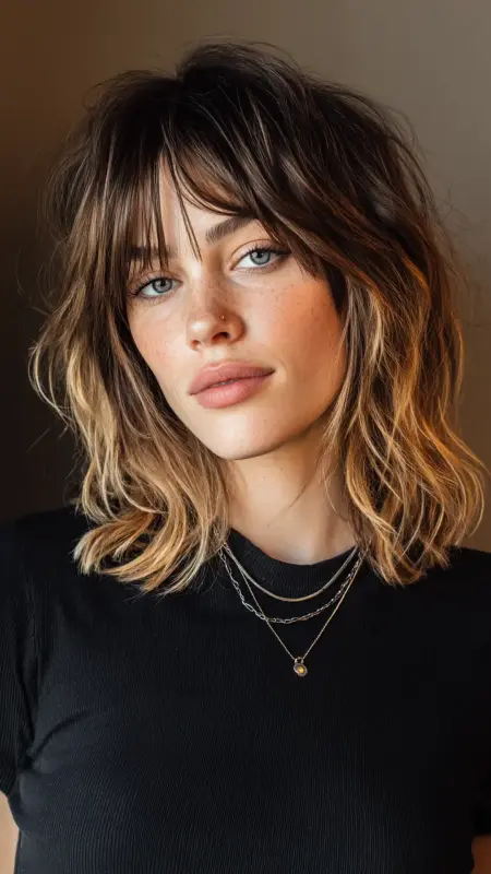 Asymmetrical Layered Cut with Wispy Ends - Medium asymmetrical hairstyles