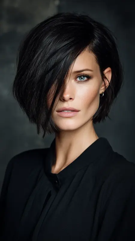 Asymmetrical Medium Bob - Medium length haircut for round faces