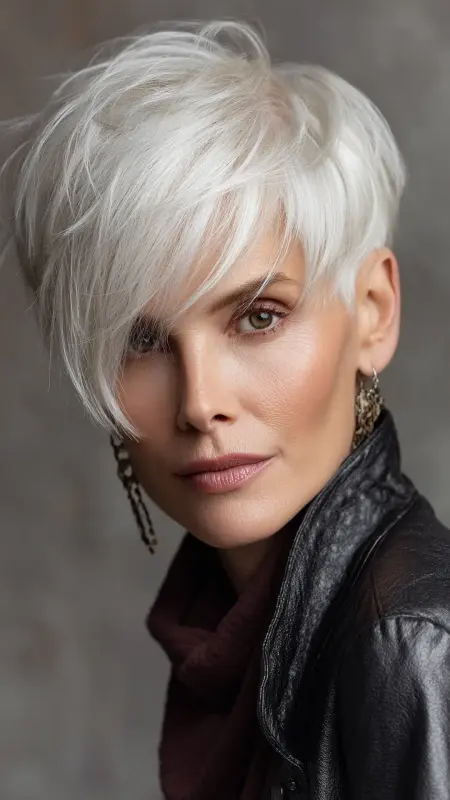 Asymmetrical Pixie - Pixie hairstyles for older women over 60