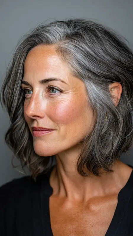 Asymmetrical Shoulder-Length Cut - Shoulder Length Haircuts For Women Over 60
