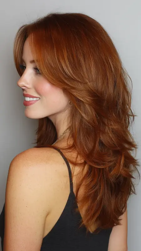 Auburn Layered Shag - Low maintenance hair color