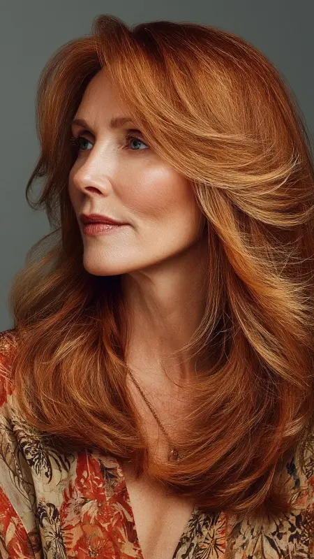 Auburn with Copper Balayage - Hair color ideas for women over 50