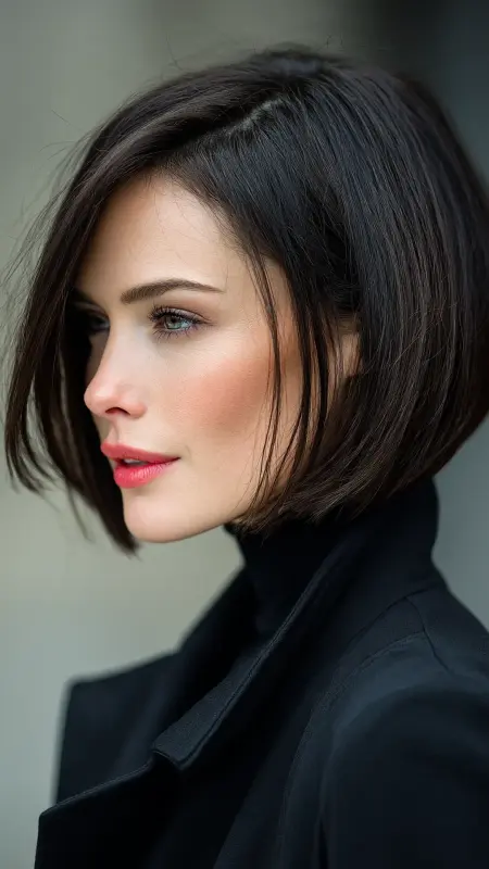 Blunt Bob with Deep Side Part - Youthful haircuts
