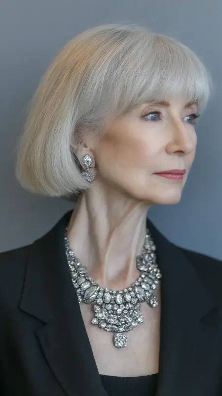 Blunt Bob with Full Bangs - Hairstyles for 80 year old women