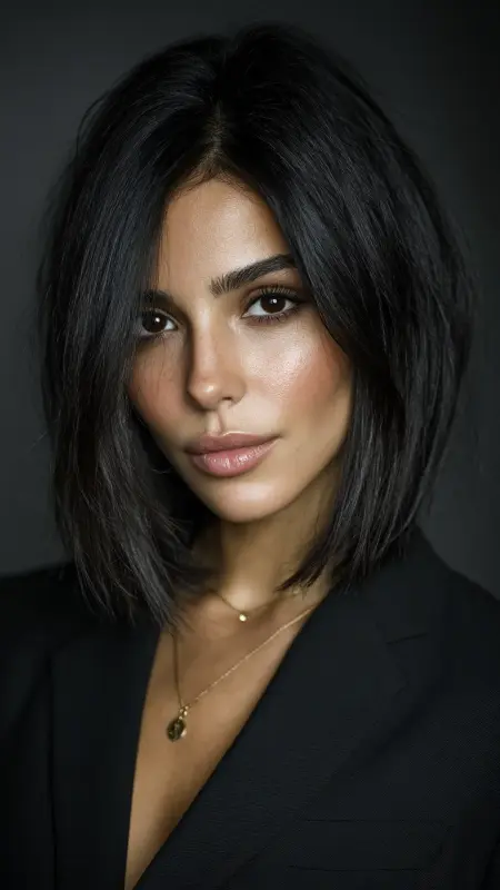 Blunt Cut Lob With Center Part - Coarse Hairstyles For Women