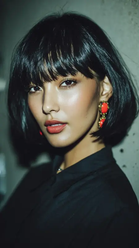 Blunt Cut with Baby Bangs - Youthful haircuts