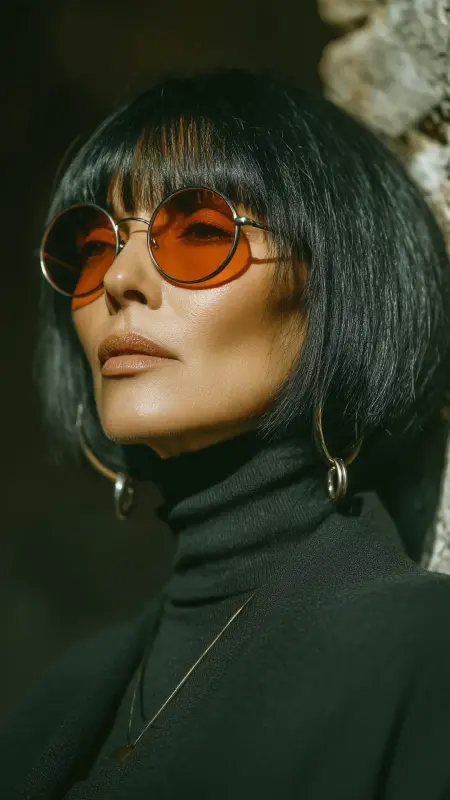 Blunt Cut with Bold Bangs - Sassy hair older women