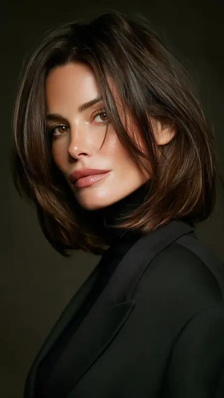 Blunt Lob with Center Part - Haircuts For Women Over 50 With Fine Hair