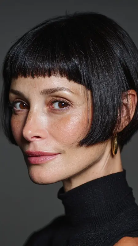 Bob with Baby Bangs - Medium Length Bob Haircuts For Women Over 50