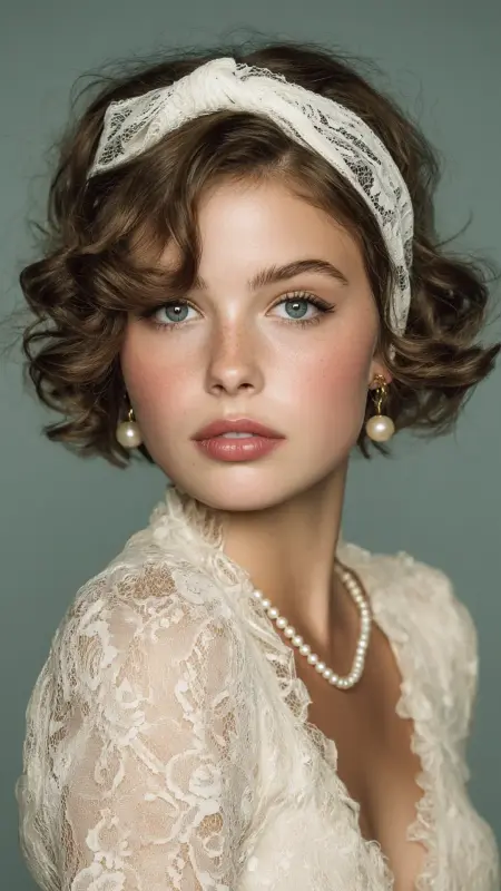 Bob with Lace Headband - 50s bob