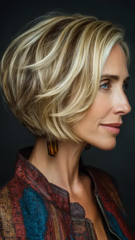 Bob with Streaked Highlights - bob hair styles for women over 50