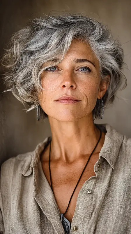 Bob with Textured Waves - Medium Length Bob Haircuts For Women Over 50