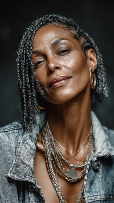 Box Braids Bob - Hairstyles For Black Women Over 50