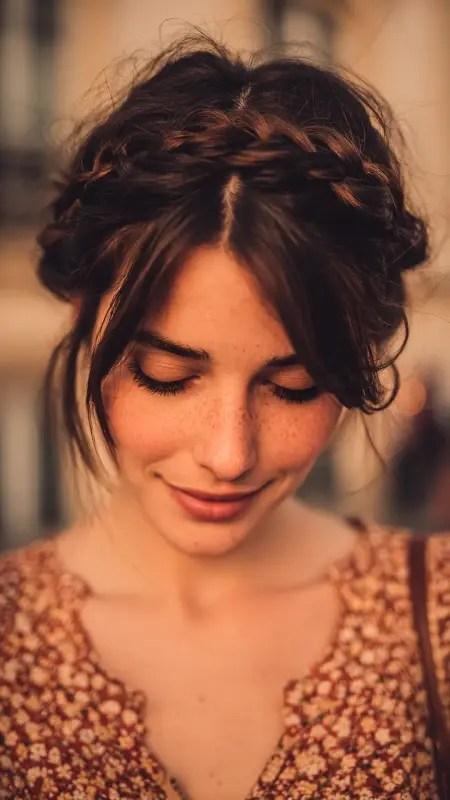 Braided Crown on Short Hair - Airport Hairstyles for Short Hair