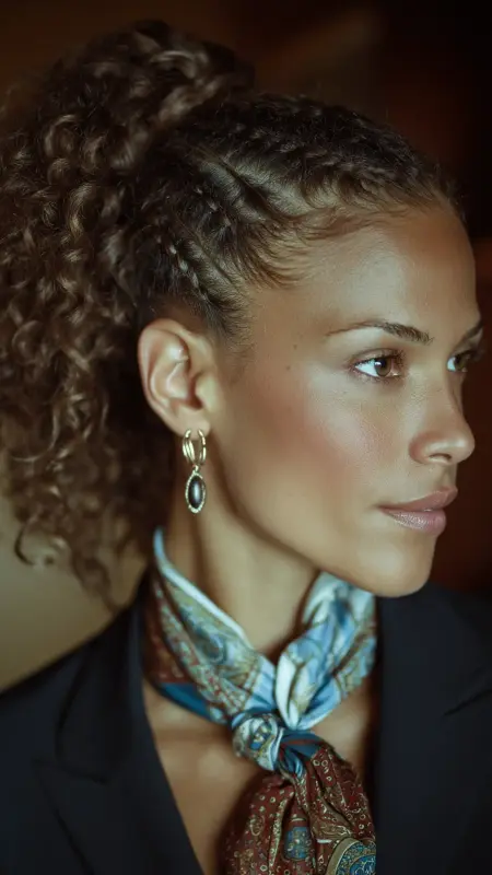 Braided Low Ponytail - Airport Hairstyles for Curly Hair