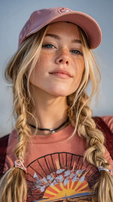 Braided Pigtails Trucker Hat - Trucker Hat Hairstyles