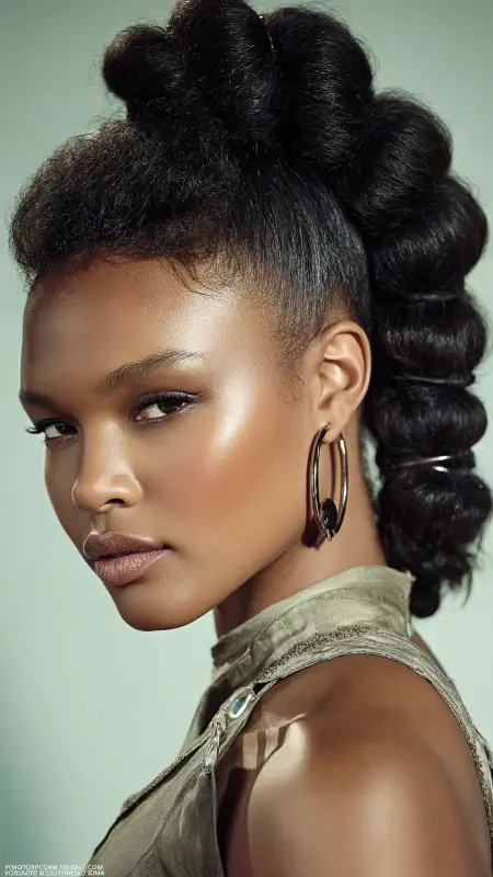 Bubble Ponytail With Edge Accents - Coarse Hairstyles For Women