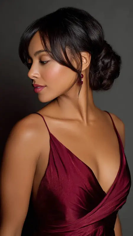 Butterfly Bangs with Braided Low Bun - Butterfly bangs