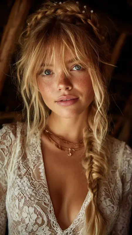 Butterfly Bangs with Fishtail Braid - Butterfly bangs