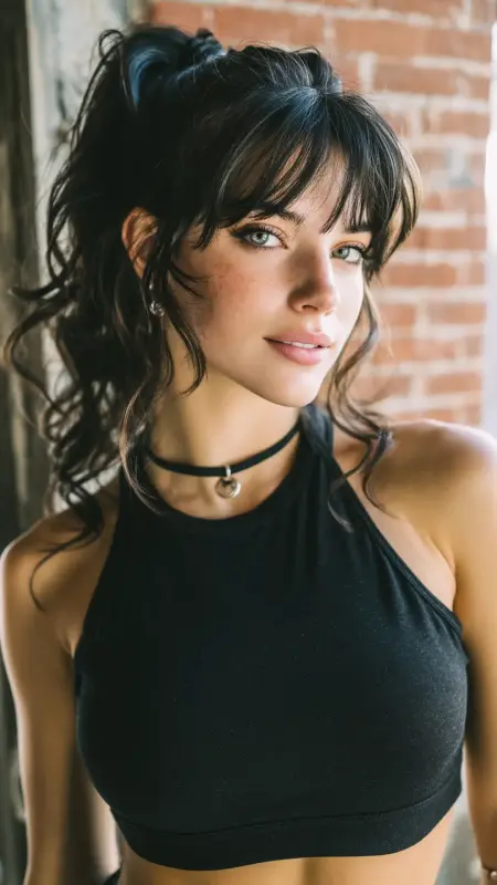 Butterfly Bangs with High Ponytail - Butterfly bangs