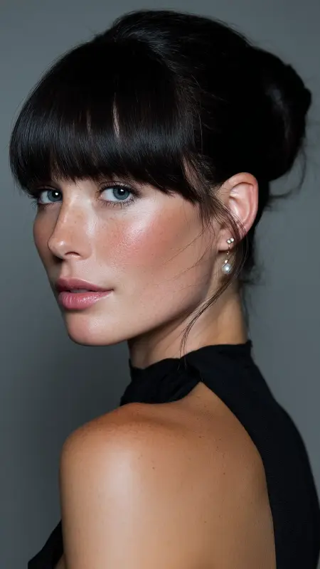 Butterfly Bangs with Polished Chignon - Butterfly bangs