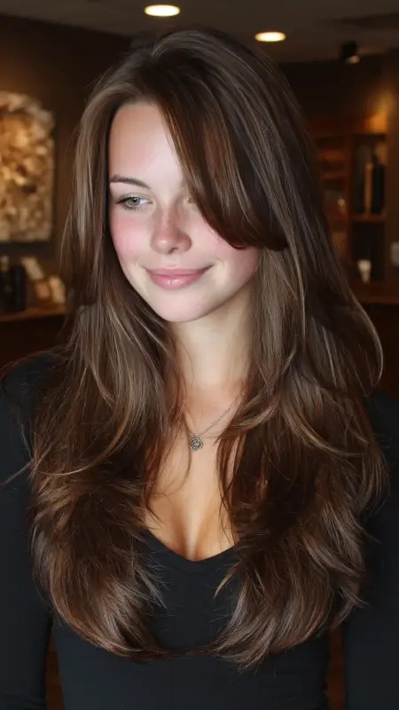 Cascading Waves: The Charismatic Butterfly Cut - Butterfly Haircut With Side Part