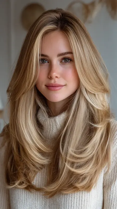 Sunlit Breeze: The Enchanting Layered Blonde Butterfly Haircut - Butterfly Haircut With Side Part